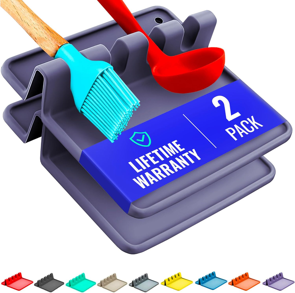 Silicone Spoon Rest for Stove Top with Drip Pad - Heat-Resistant, BPA-Free Utensil Rest & Spoon Holder for Kitchen Counter - Grill Utensil Holder