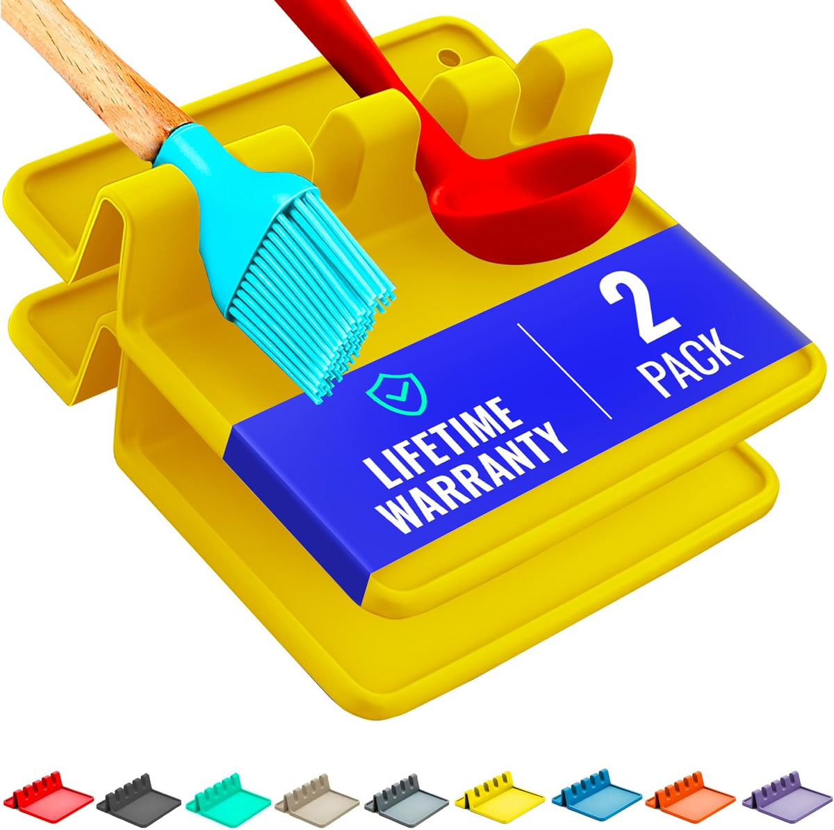 Silicone Spoon Rest for Stove Top with Drip Pad - Heat-Resistant, BPA-Free Utensil Rest & Spoon Holder for Kitchen Counter - Grill Utensil Holder