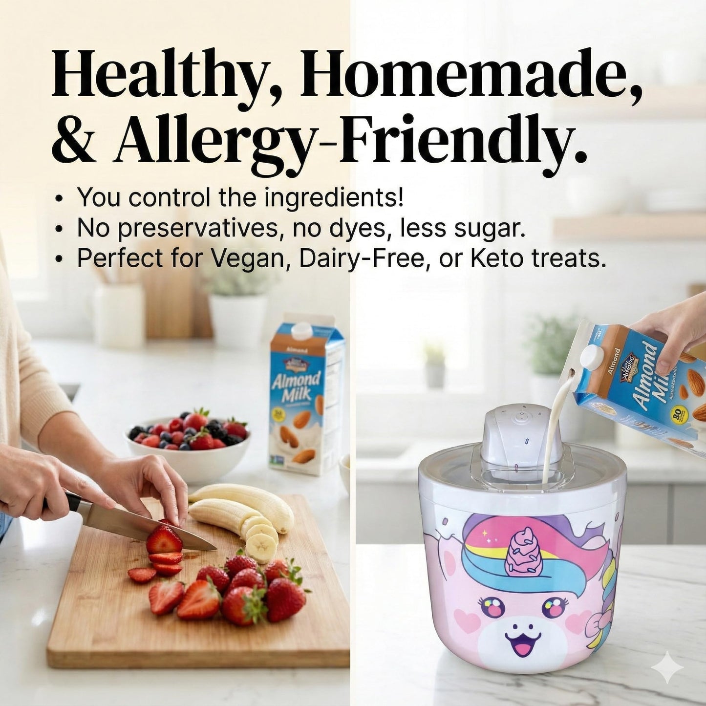 Ice Cream Maker Machine for Kids - 1.2 Quart Electric Ice Cream Makers