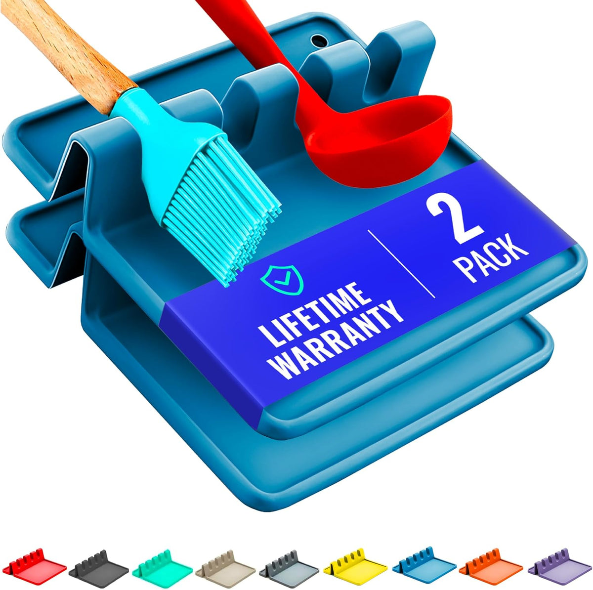 Silicone Spoon Rest for Stove Top with Drip Pad - Heat-Resistant, BPA-Free Utensil Rest & Spoon Holder for Kitchen Counter - Grill Utensil Holder