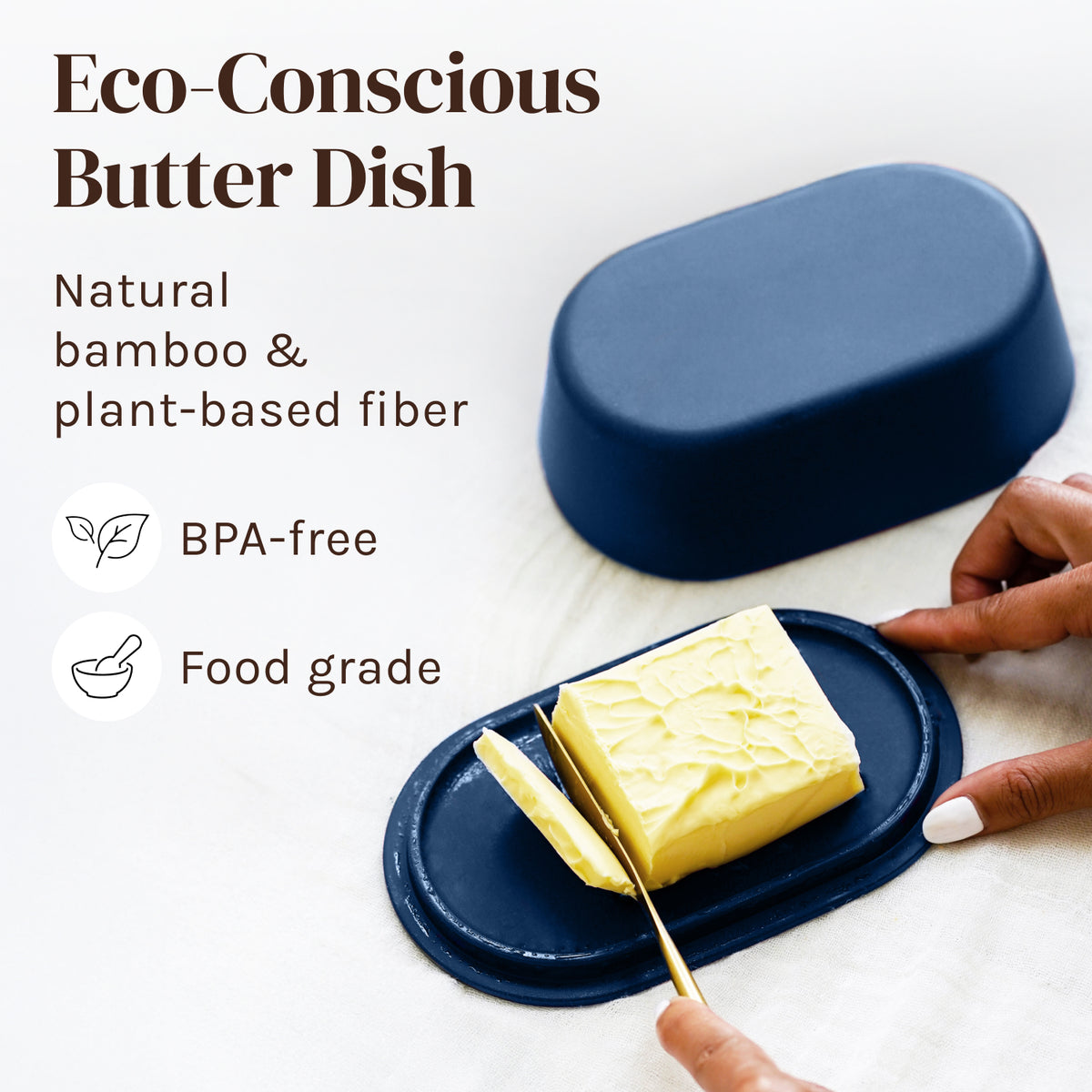 Modern Bamboo Butter Dish with Lid  - Dishwasher Safe - Perfectly Sized For Large European Style Butters