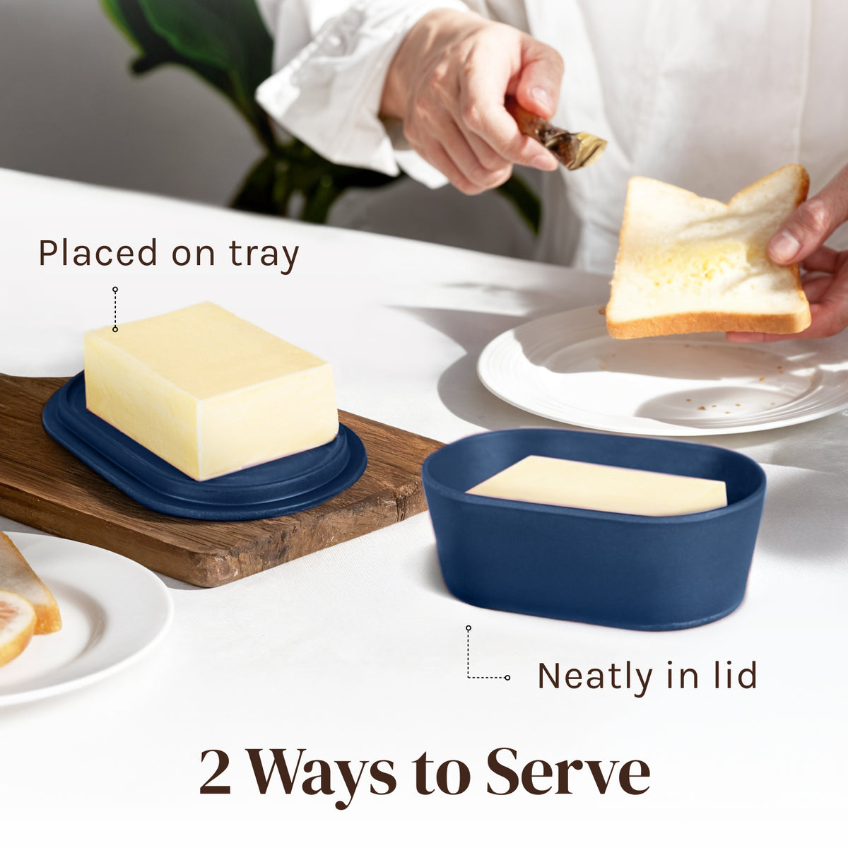 Modern Bamboo Butter Dish with Lid  - Dishwasher Safe - Perfectly Sized For Large European Style Butters