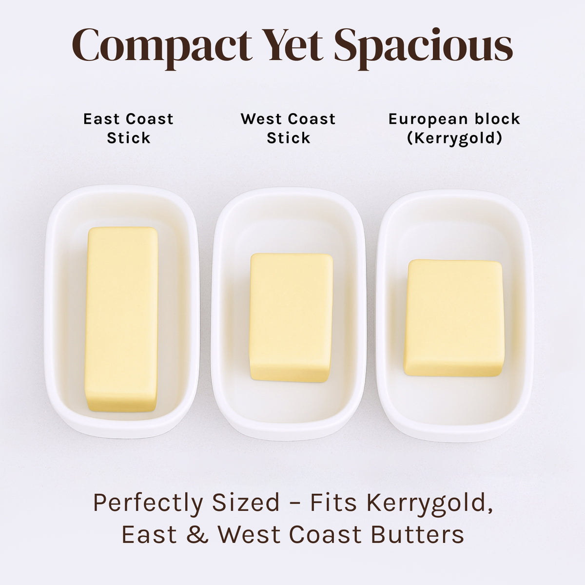 Modern Bamboo Butter Dish with Lid - Dishwasher Safe - Perfectly Sized For Large European Style Butters