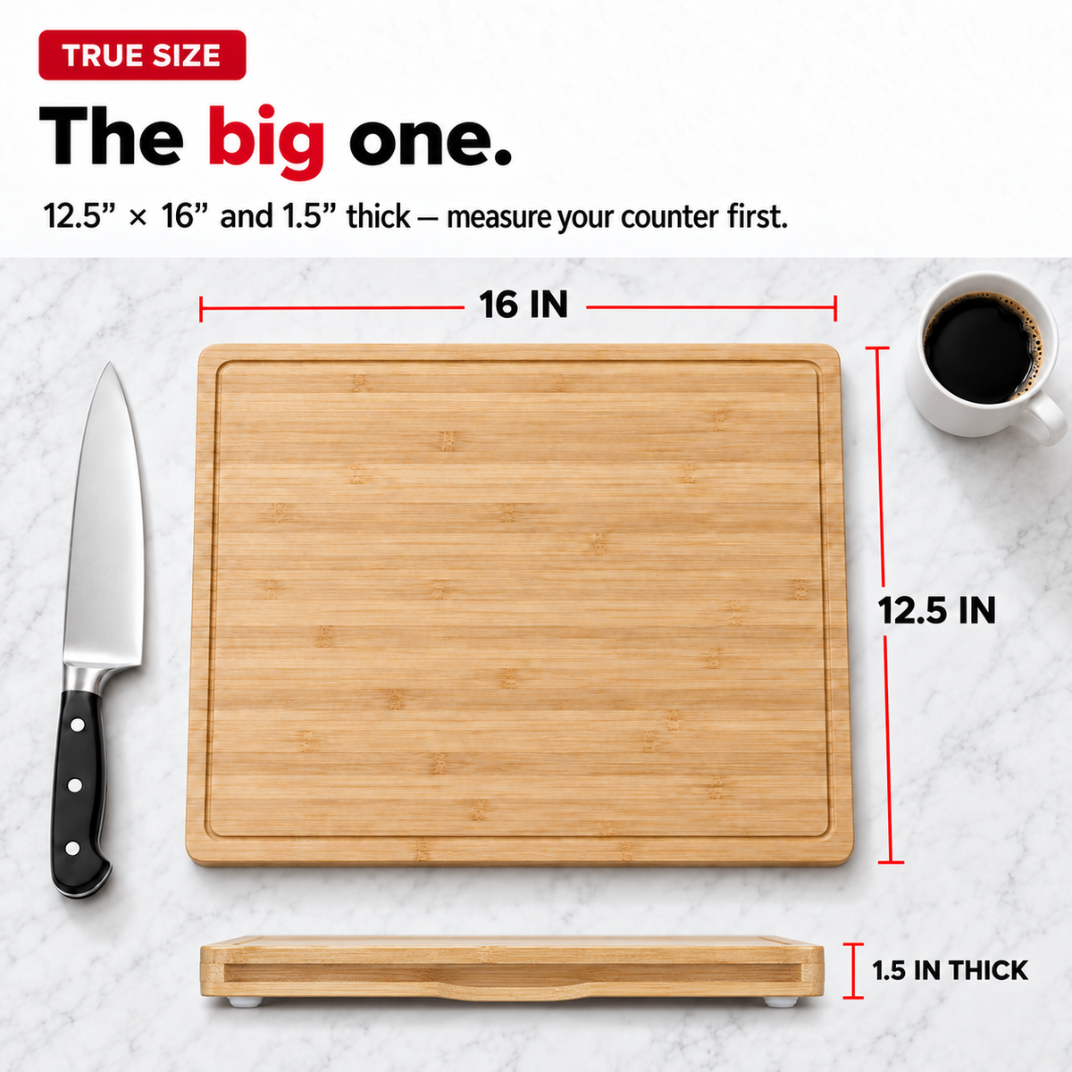 Bamboo Cutting Board Set with 6 Mats, Wood Cutting Boards for Kitchen