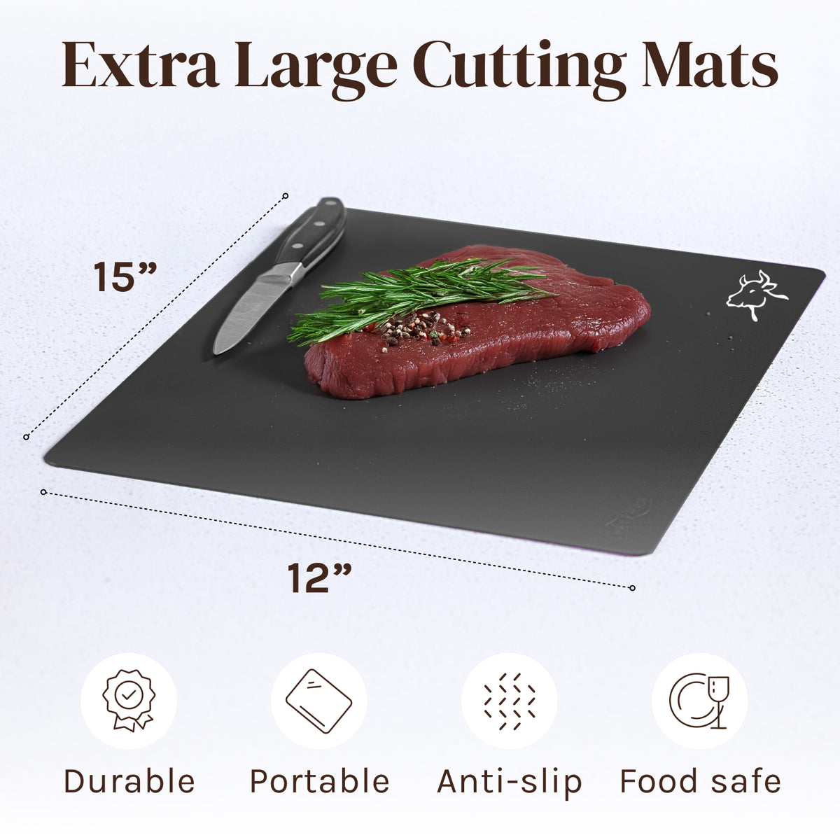 Extra Thick Flexible Plastic Cutting Board Mats With Food Icons & "EZ-Grip" Waffle Back, (Set of 4)…