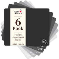 Plastic Cutting Board Mats with Food Icons & EZ-Grip Waffle Back, (Set of 6)