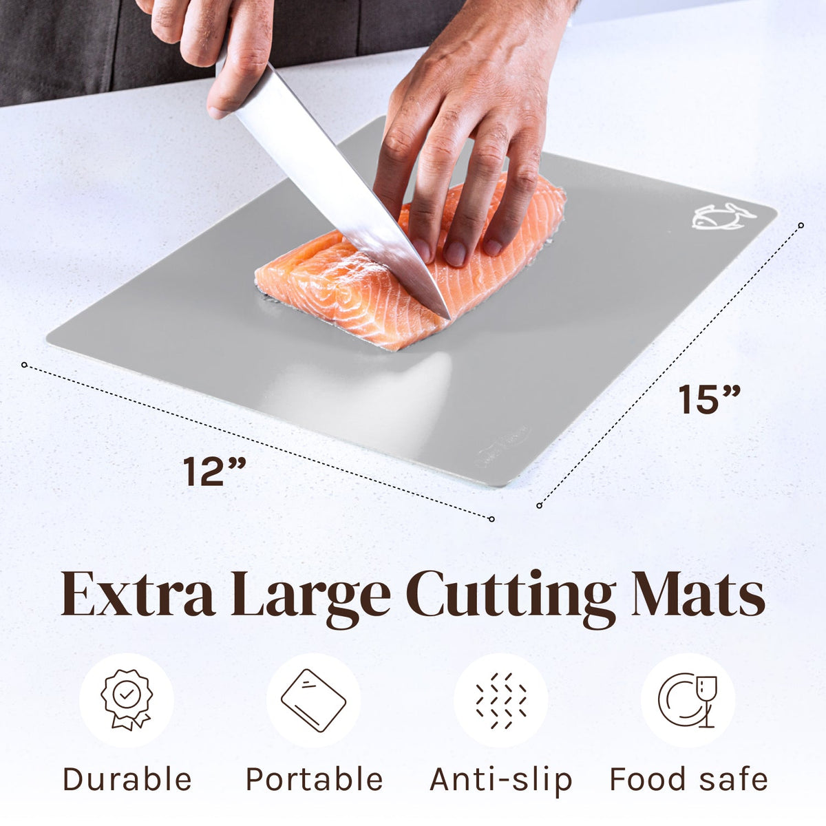 Plastic Cutting Board Mats with Food Icons & EZ-Grip Waffle Back, (Set of 6)