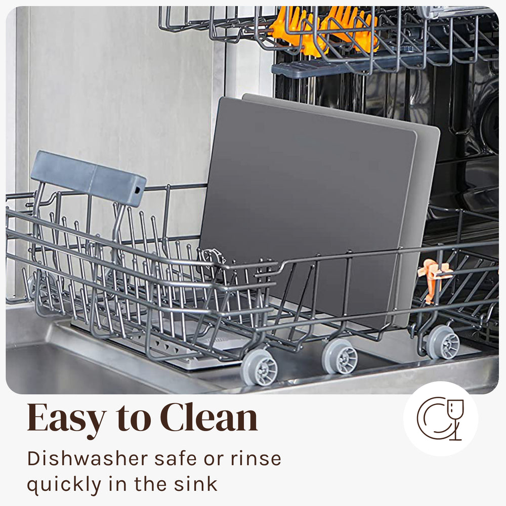 Plastic Cutting Board Mats with Food Icons & EZ-Grip Waffle Back, (Set of 6)