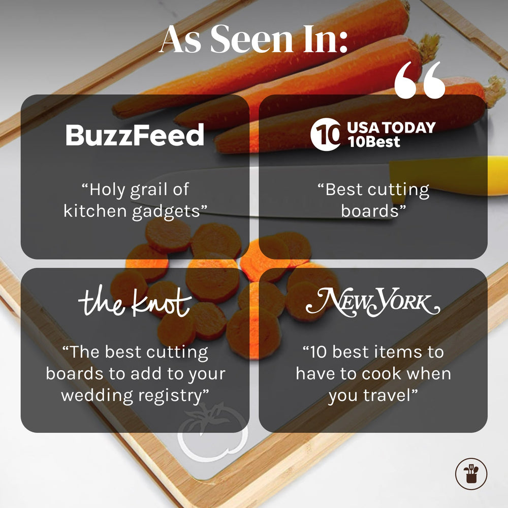 Plastic Cutting Board Mats with Food Icons & EZ-Grip Waffle Back, (Set of 6)