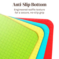 Extra Thick Flexible Plastic Cutting Board Mats With Food Icons &"EZ-Grip" Waffle Back, (Set of 4) - Textured Waffle Grip Bottom Prevents Slipping On