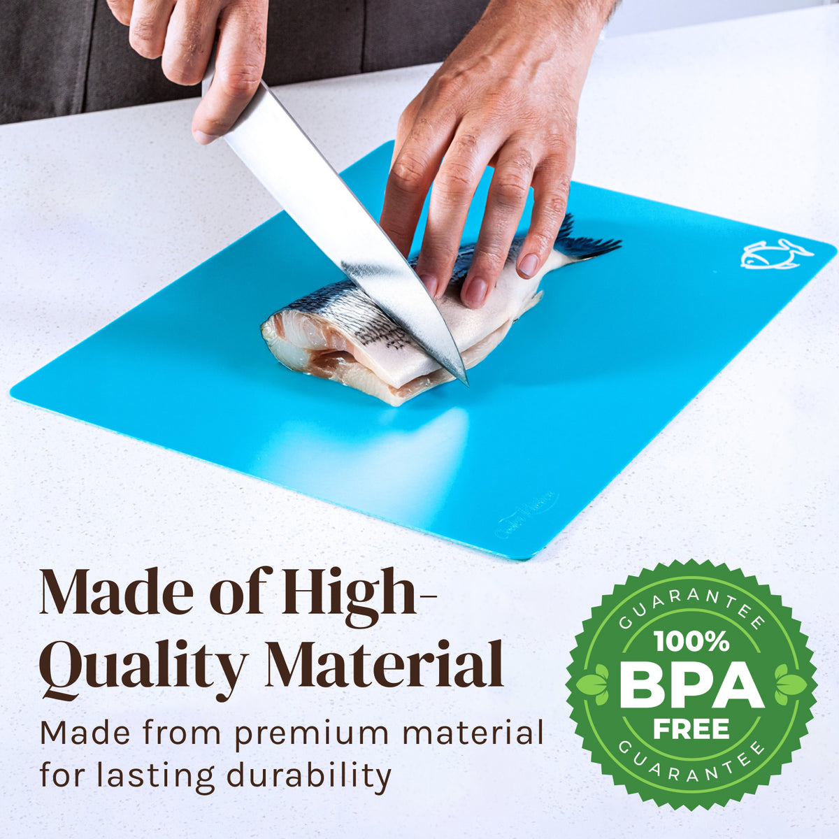 Extra Thick Flexible Plastic Cutting Board Mats With Food Icons &"EZ-Grip" Waffle Back, (Set of 4) - Textured Waffle Grip Bottom Prevents Slipping On