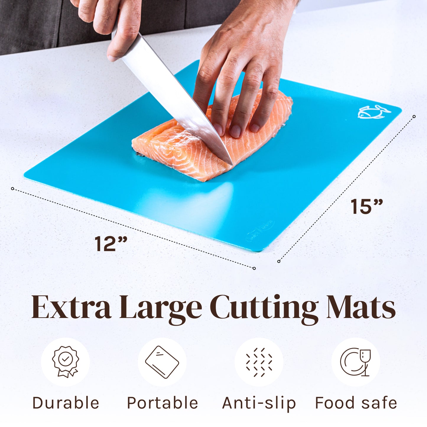 Extra Thick Flexible Plastic Cutting Board Mats with Food Icons & EZ-Grip Waffle Back,Dishwasher Safe