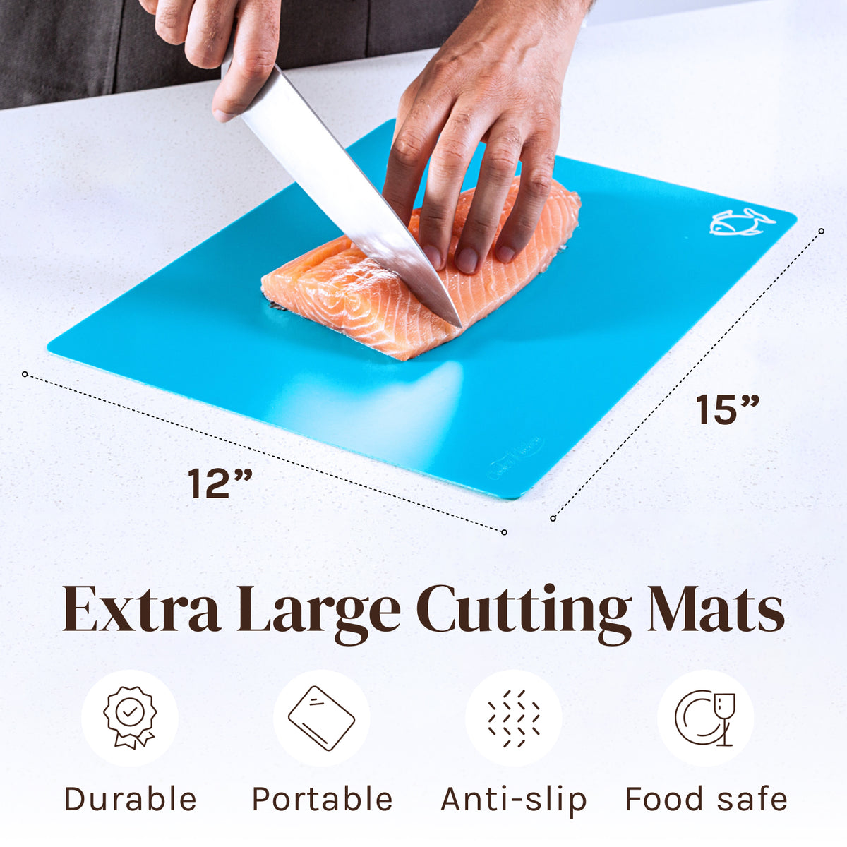 Extra Thick Flexible Plastic Cutting Board Mats with Food Icons & EZ-Grip Waffle Back,Dishwasher Safe