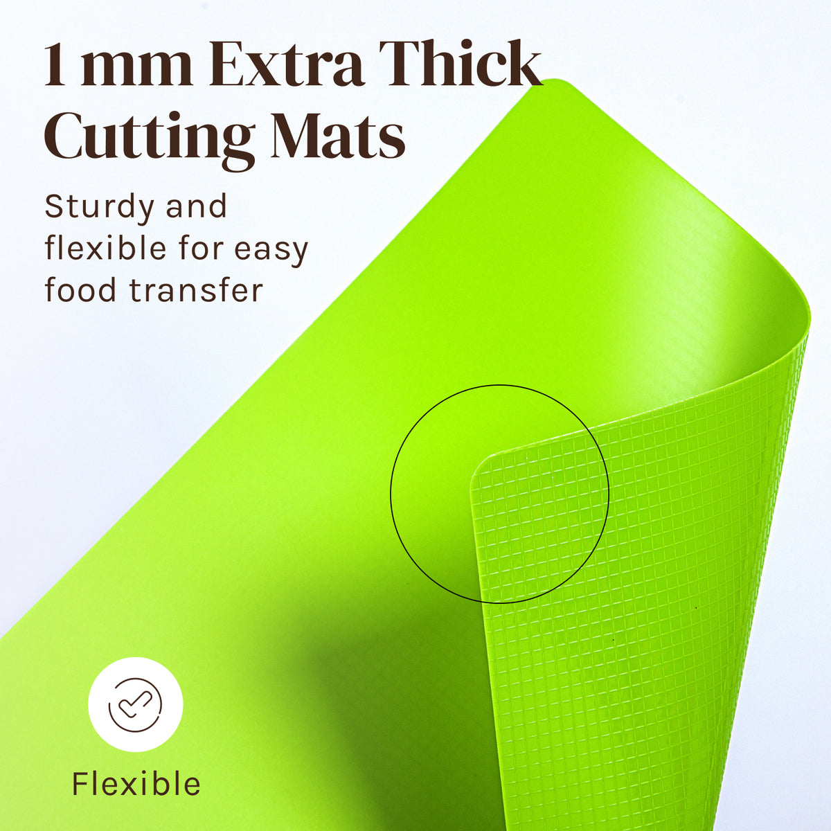 Extra Thick Flexible Plastic Cutting Board Mats with Food Icons & EZ-Grip Waffle Back, (Set of 6) Dishwasher Safe