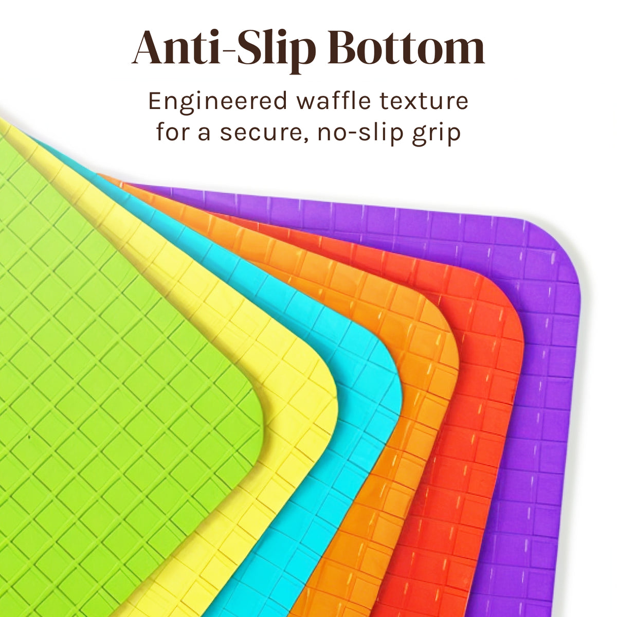 Extra Thick Flexible Plastic Cutting Board Mats with Food Icons & EZ-Grip Waffle Back,Dishwasher Safe