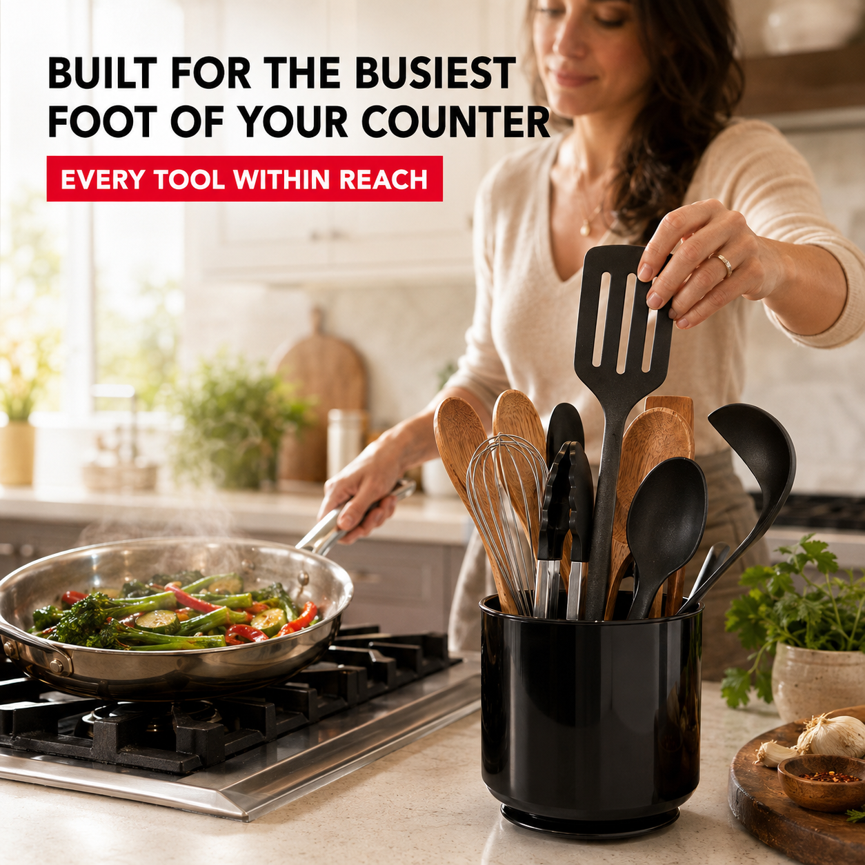 Rotating Utensil Holder — Plastic - Steel