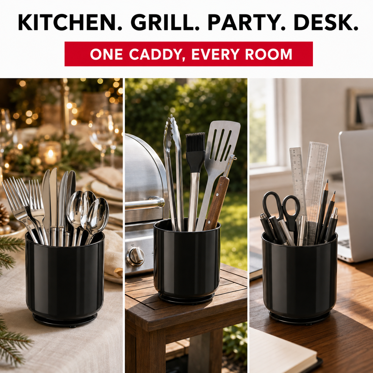 Rotating Utensil Holder — Plastic - Steel