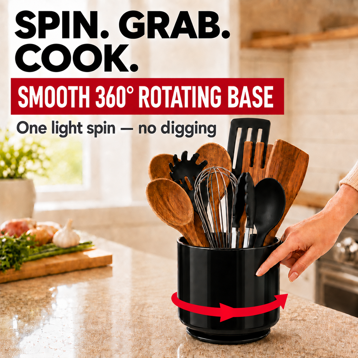 Rotating Utensil Holder — Plastic - Steel