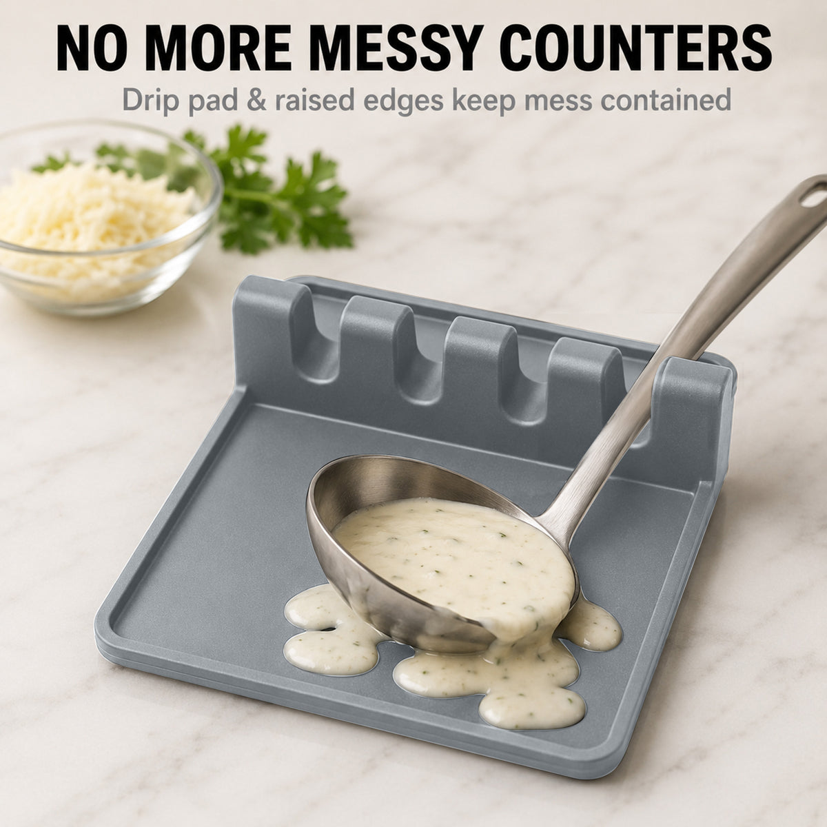 2 Pack Silicone Spoon Rest for Stove Top Kitchen Spoon Holder Set