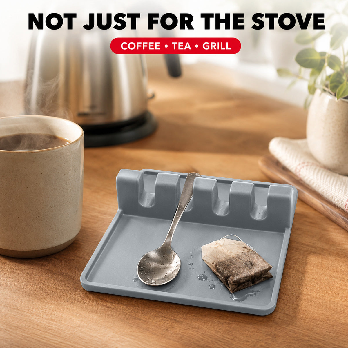 2 Pack Silicone Spoon Rest for Stove Top Kitchen Spoon Holder Set