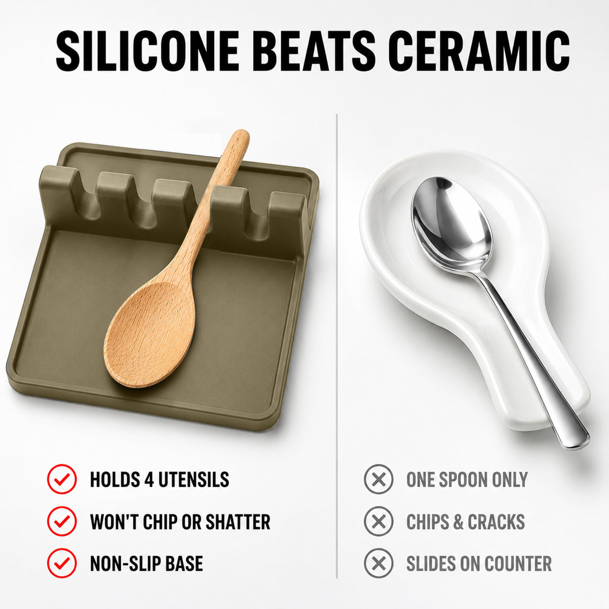 Silicone Spoon Rest with Drip Pad