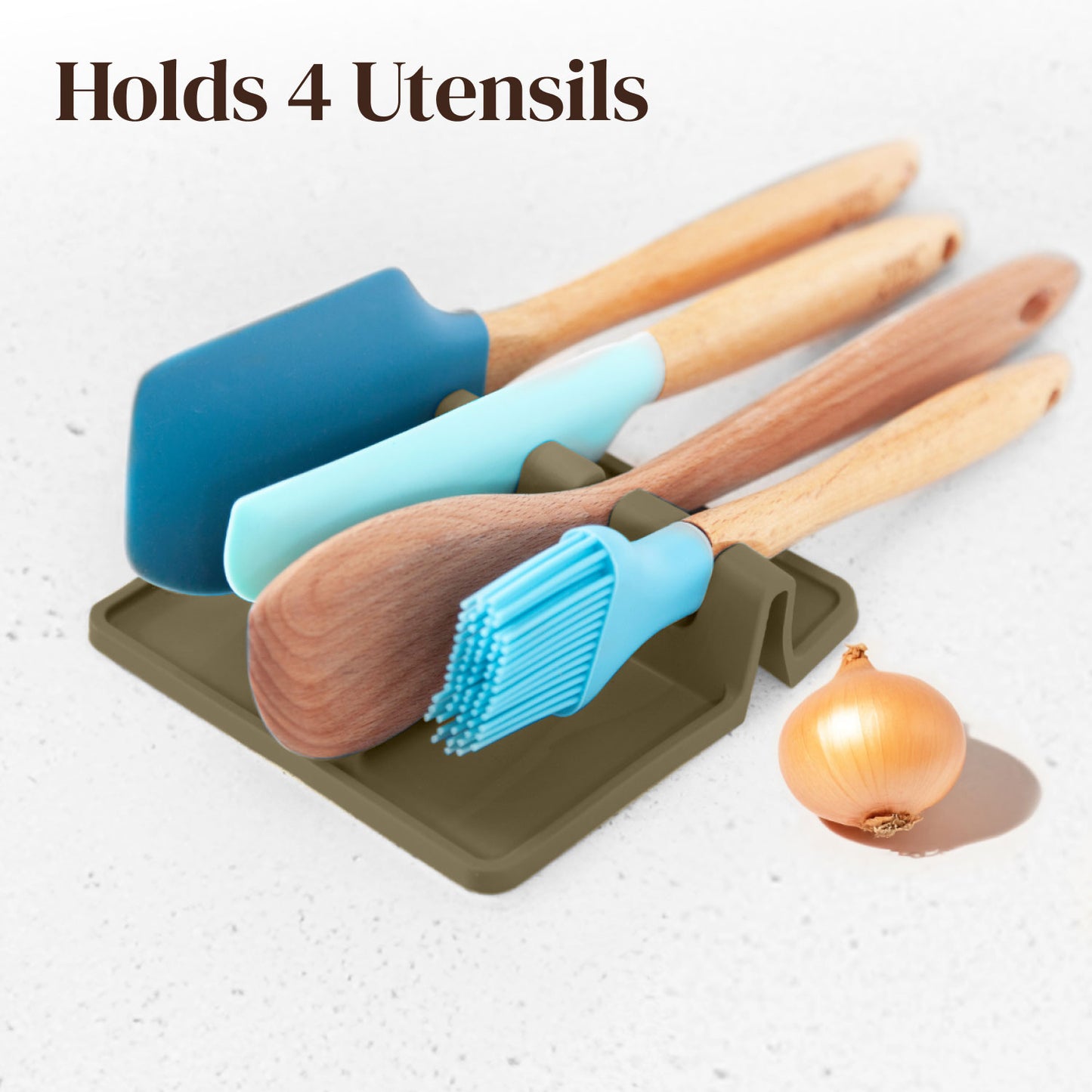 Cooler Kitchen Black Silicone Spoon Rest for Stove Top with Drip Pad