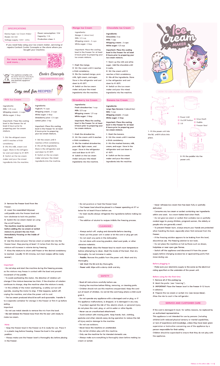 Ice Cream Maker Machine for Kids -1.2 Quart Electric Ice Cream Makers, Best Countertop Machine for Homemade Ice Cream, soft serve, Sorbet, Gelato