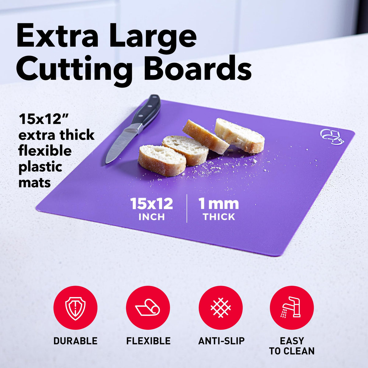 Extra Thick Flexible Plastic Cutting Board Mats Set for Kitchen