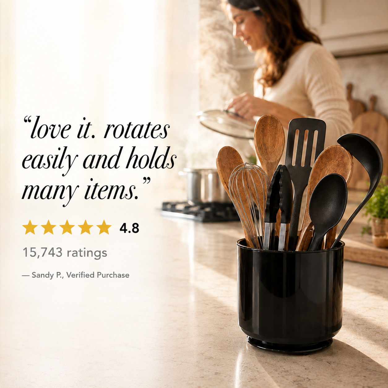 Rotating Utensil Holder — Plastic - Steel
