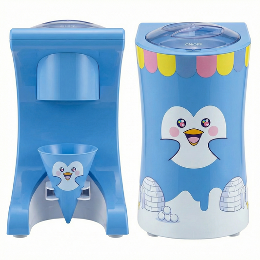 Cooler Concepts Electric Snow Cone Machine for Kids & Home - Penguin Countertop Best Shaved Ice Machine Maker - Uses Regular Cubes  or Crushed Ice for Instant Healthy Treats & Slushies