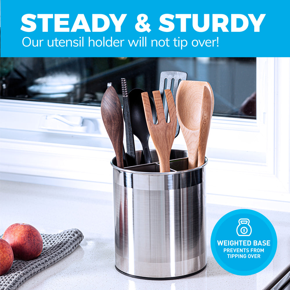 Extra Large and Sturdy Rotating Utensil Holder with No-Tip Weighted Ba –  Cooler Kitchen