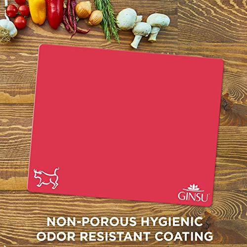 Ginsu Extra Thick 1.2mm Flexible Plastic Cutting Boards: Dishwasher Safe BPA Free Colorful Cutting Mats with Slip Resistant Waffle Back (Set of 4) - Cooler Kitchen
