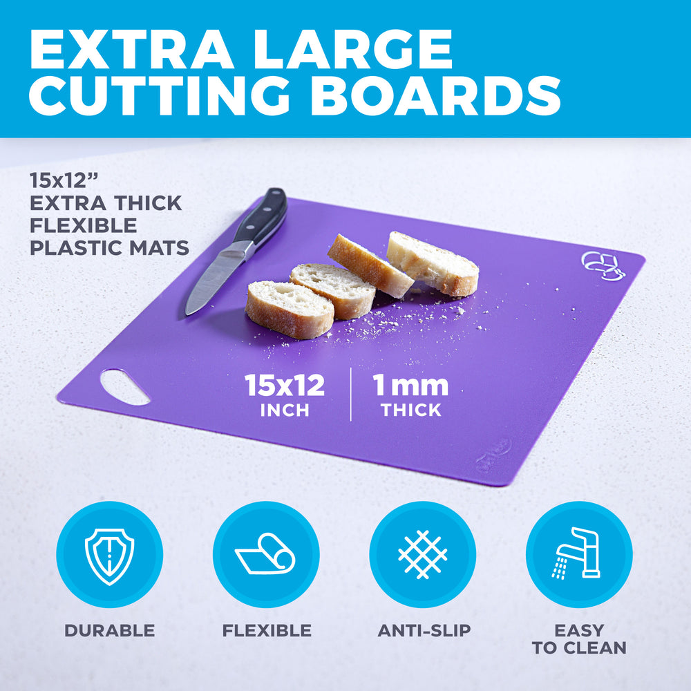 4 Piece Flexible Cutting Board - Chopping Mat - Dishwasher and Food Safe