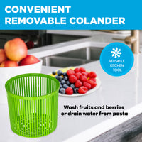 Single Serve Small Salad Spinner - Mini Prep Lettuce Spinner and Dryer With Measuring Cup - Collander with Fruit and Vegetable Washing Basket Bowl - Great Fruit and Vegetable Washer By Cooler Kitchen