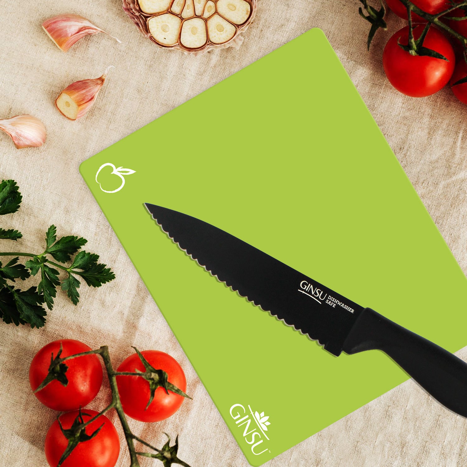 Ginsu Extra Thick 1.2mm Flexible Plastic Cutting Boards: Dishwasher Safe BPA Free Colorful Cutting Mats with Slip Resistant Waffle Back (Set of 4) - Cooler Kitchen