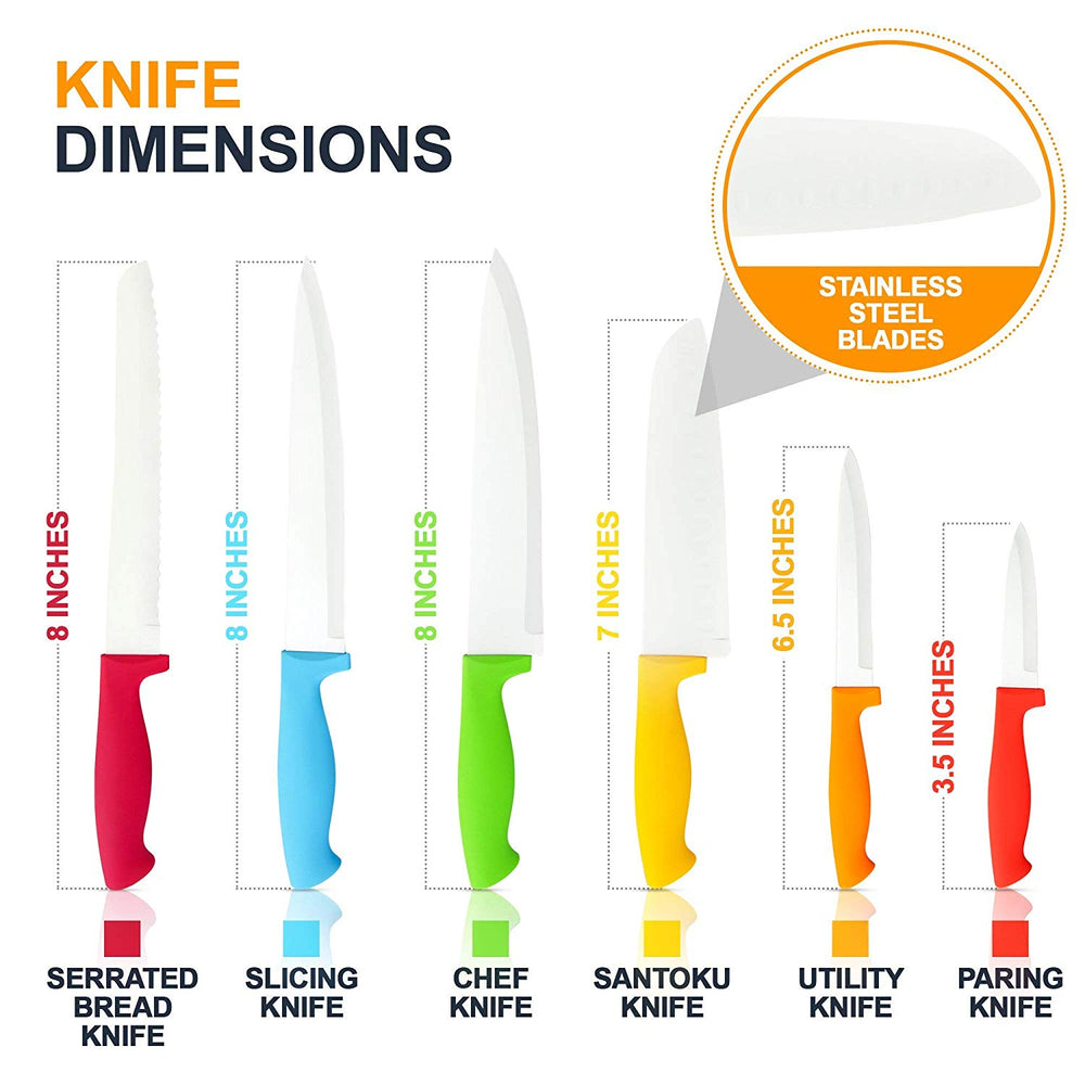 Chef's Choice Colorful Professional 12 Piece Knife Set By Cooler