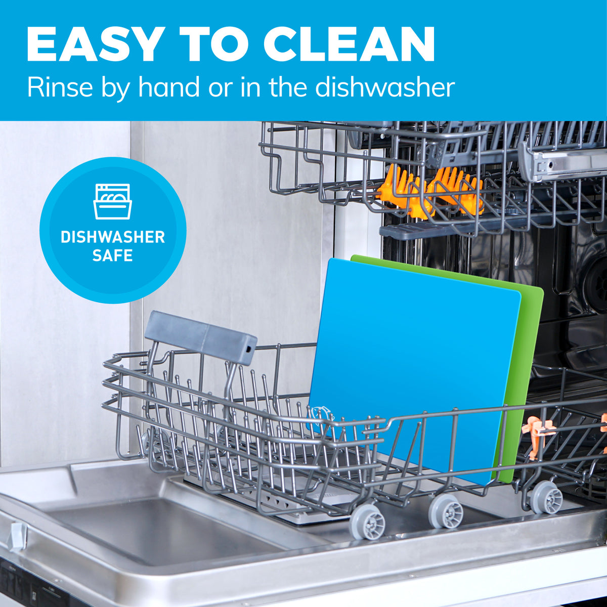 Easy-to-Clean Bamboo Wood Cutting Board with set of 6 Color-Coded Flexible Cutting Mats with Food Icons