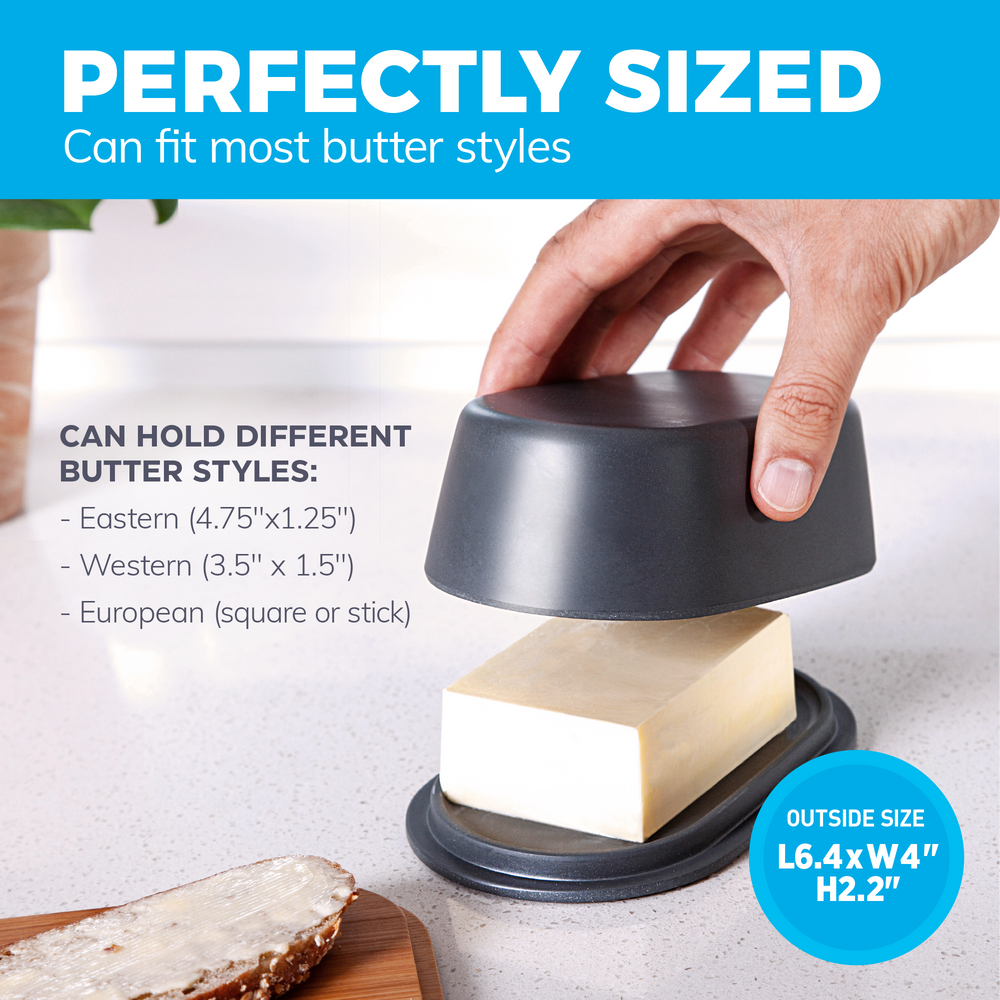 Modern Bamboo Butter Dish with Lid  - Dishwasher Safe - Perfectly Sized For Large European Style Butters
