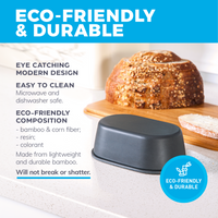 Modern Bamboo Butter Dish with Lid  - Dishwasher Safe - Perfectly Sized For Large European Style Butters