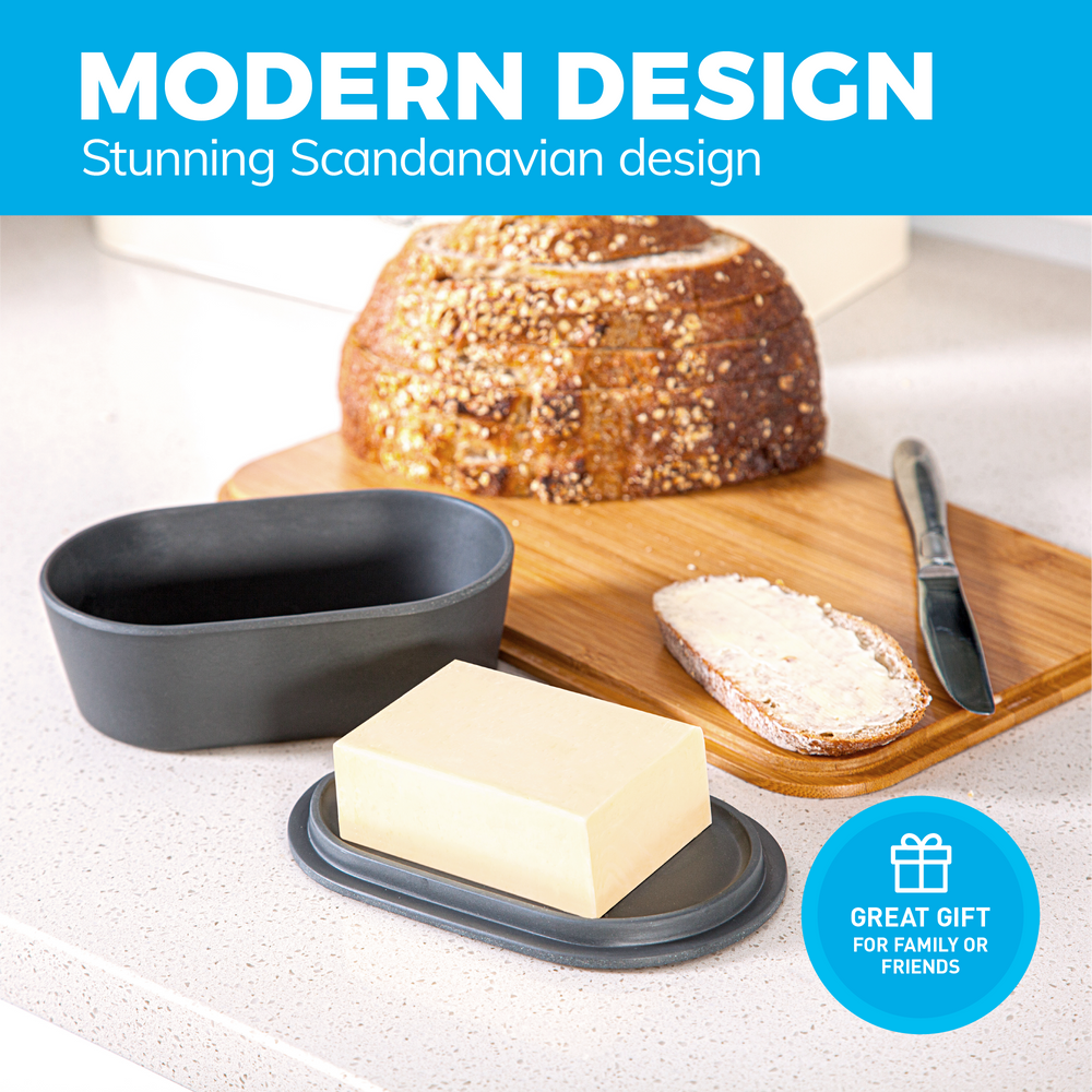 Modern Bamboo Butter Dish with Lid Dishwasher Safe Perfectly Sized Cooler Kitchen