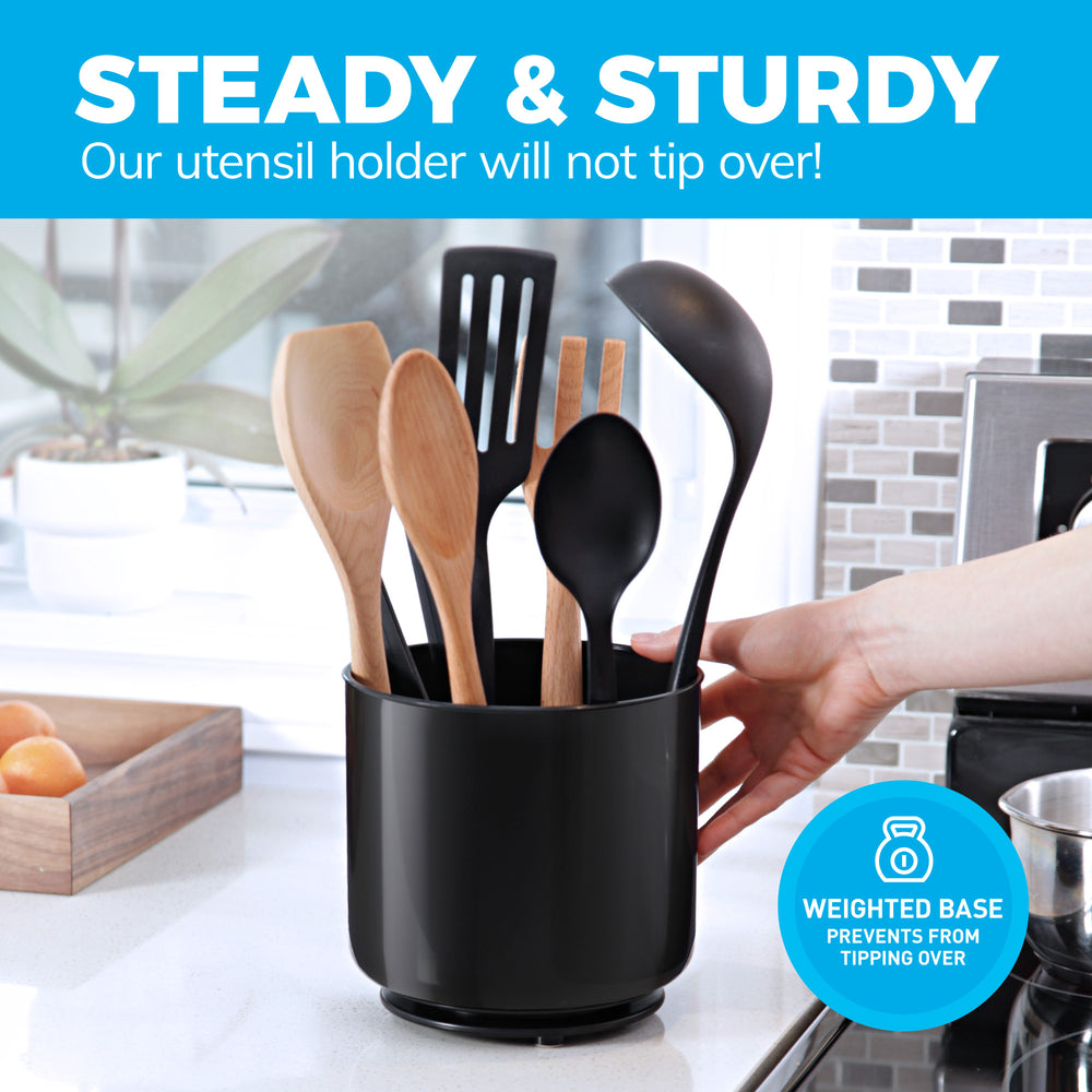 Extra Large Rotating Utensil Holder Caddy with Sturdy No-Tip Weighted –  Cooler Kitchen